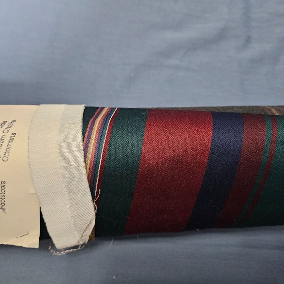 Striped Green Maroon Merlot Upholstery Fabric Material 57" By The Yard - Picture 3 of 5